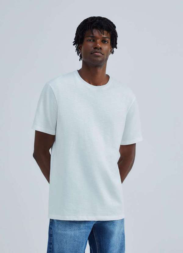Hering - Camiseta Masculina Comfort em Malha Flame Branco