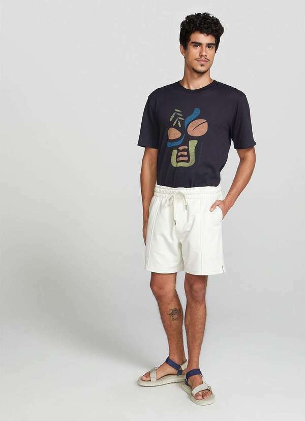 Hering - Camiseta Masculina Manga Curta Estampada Azul