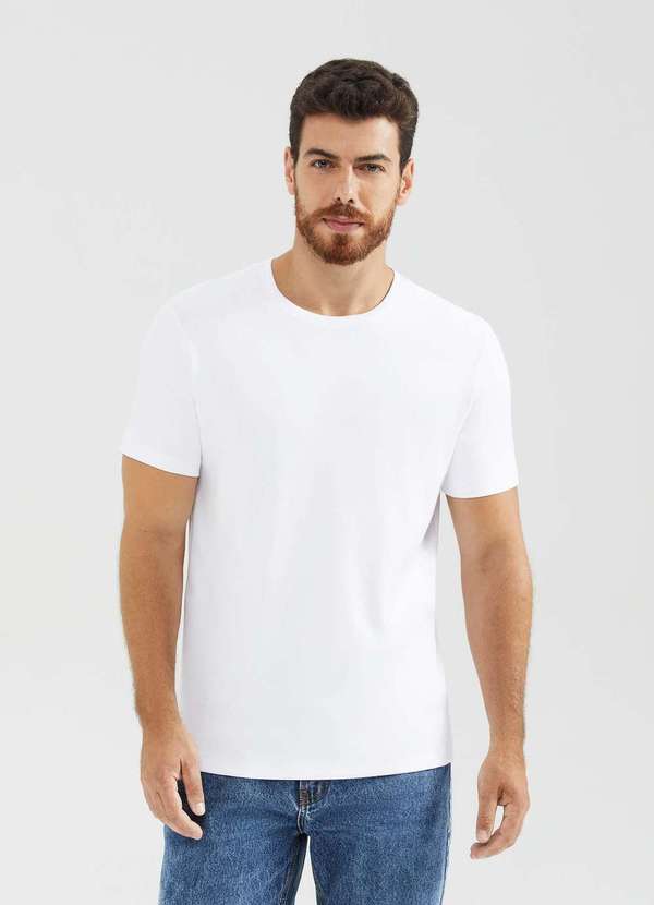 Hering - Camiseta Masculina Manga Curta Super Pima Branco