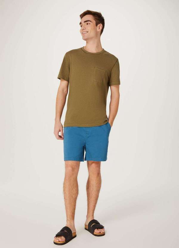 Hering - Camiseta Masculina Manga Curta Texturizada com Bolso Verde 5