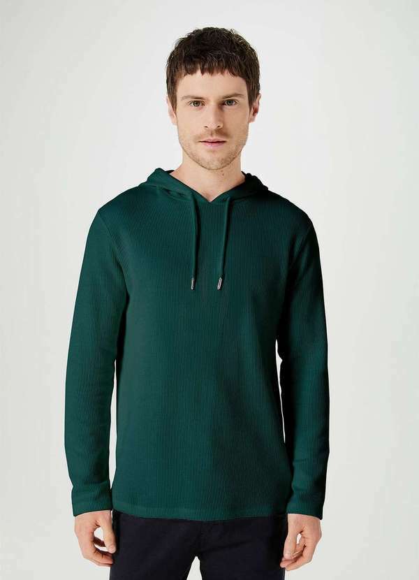 Camiseta Masculina Manga Longa com Capuz Verde - Hering Oficial