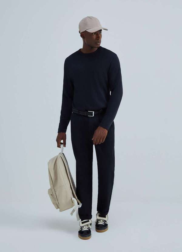 Hering - Camiseta Masculina Manga Longa em Algodao Peruano Preto