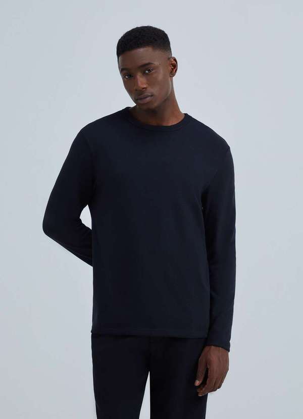 Hering - Camiseta Masculina Manga Longa em Algodao Peruano Preto 4