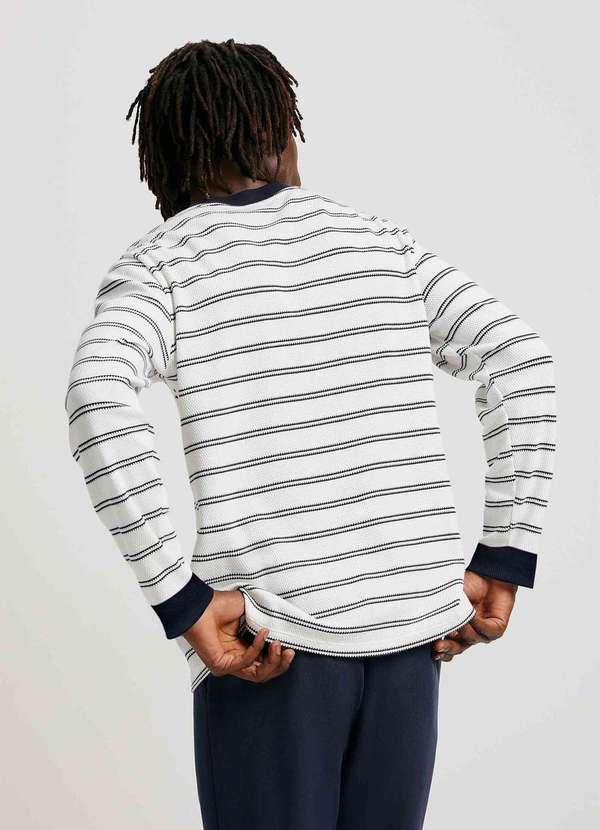 Hering - Camiseta Masculina Manga Longa Fio Tinto Azul 3