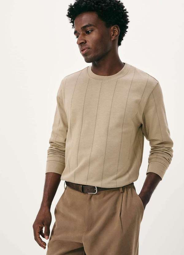 Hering - Camiseta Masculina Manga Longa Texturizada Marrom 4