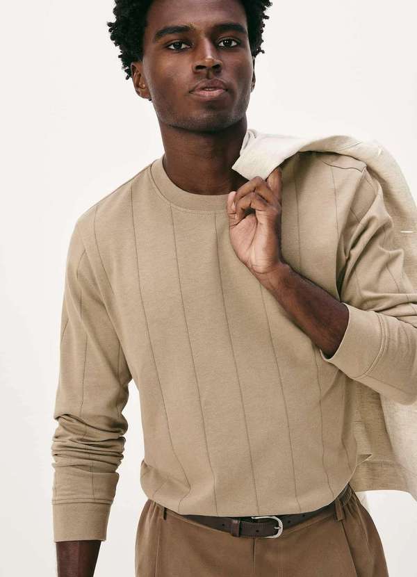 Hering - Camiseta Masculina Manga Longa Texturizada Marrom 5