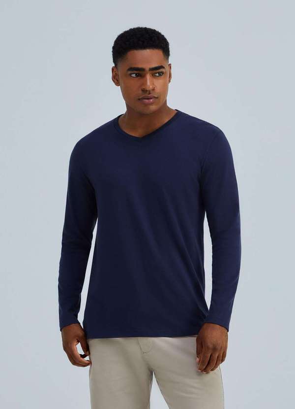 Hering - Camiseta Masculina Manga Longa World Azul 2