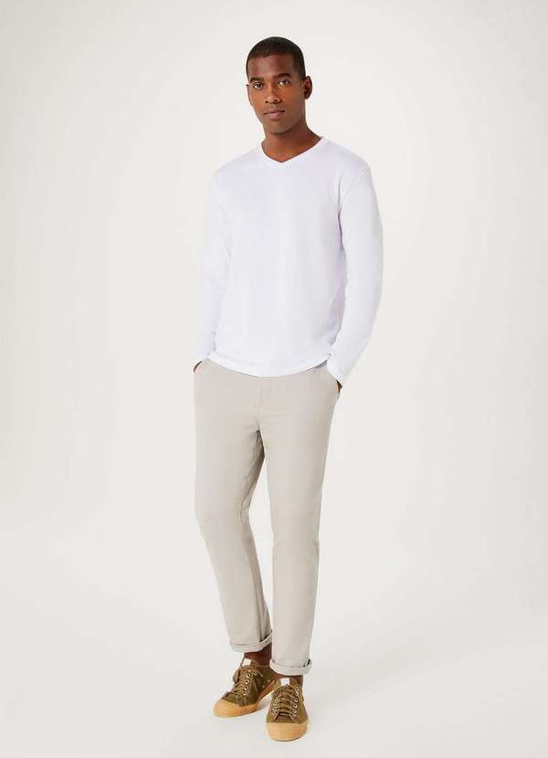 Hering - Camiseta Masculina Manga Longa World Branco 4