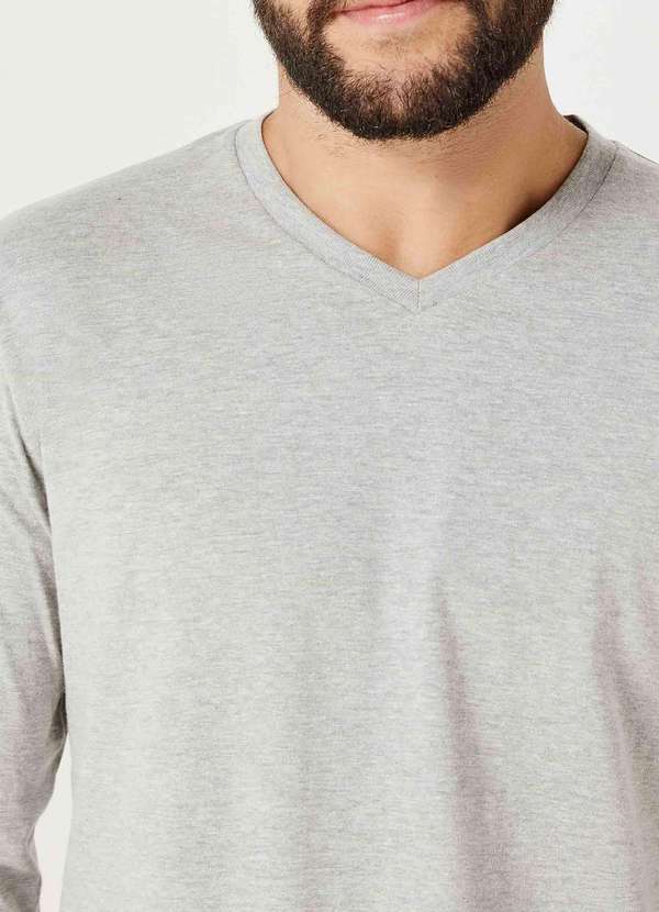 Hering - Camiseta Masculina Manga Longa World Cinza 2