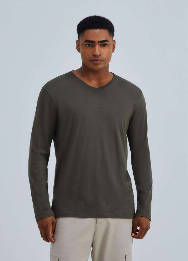 Hering - Camiseta Masculina Manga Longa World Verde