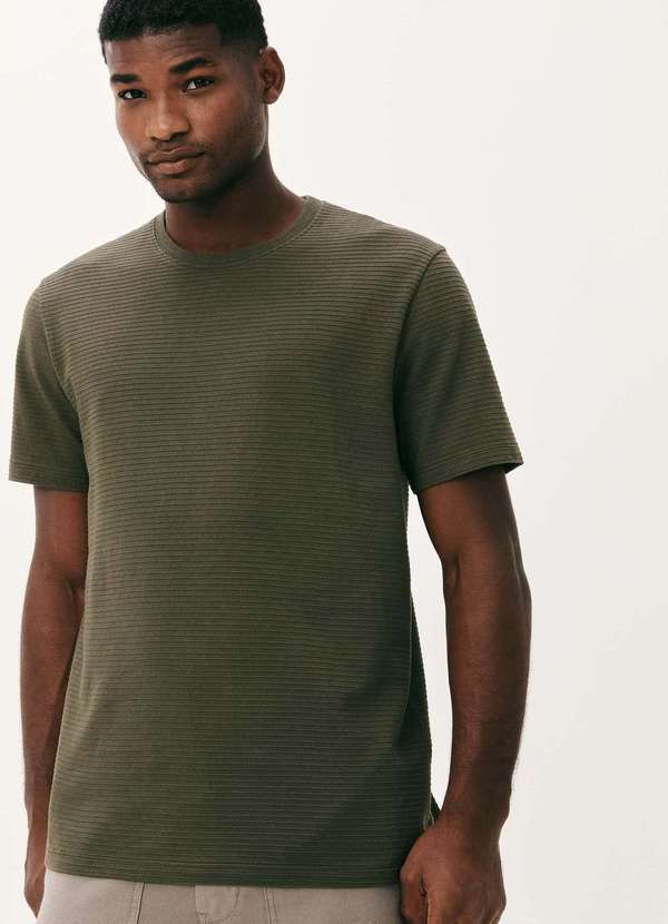 Hering - Camiseta Masculina Regular Texturizada Verde