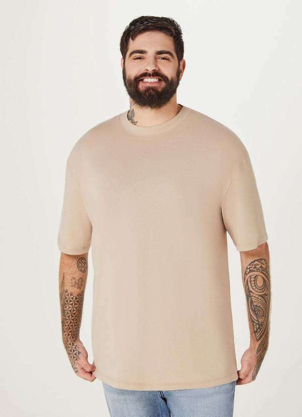 Hering - Camiseta Masculina Relaxed com Estampa Costas Marrom