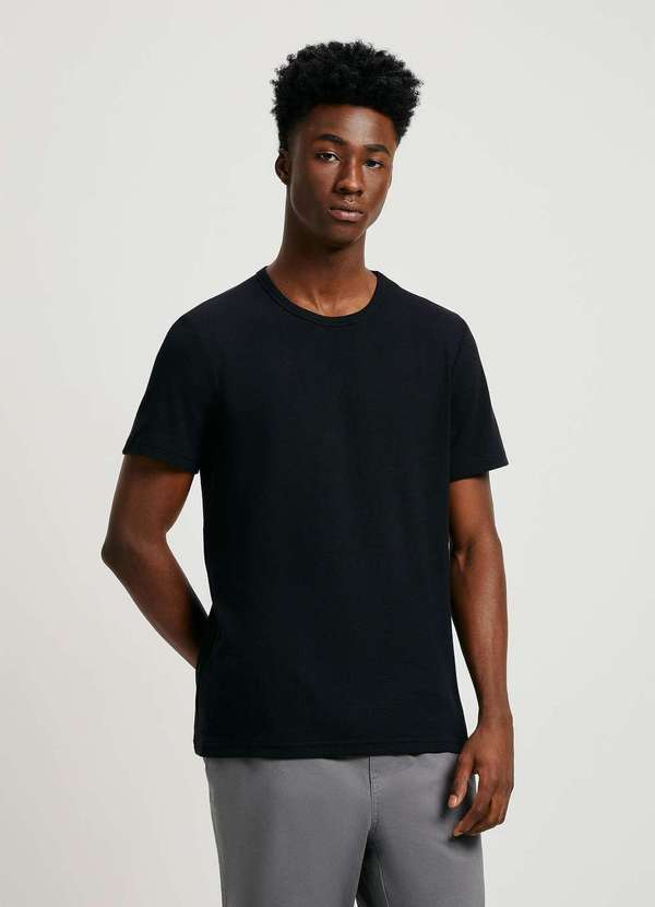 Hering - Camiseta Masculina Slim em Ribana Preto
