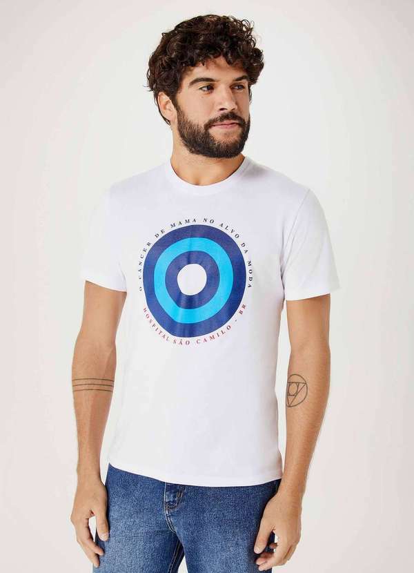 Hering - Camiseta Unissex Manga Curta Cancer de Mama Branco