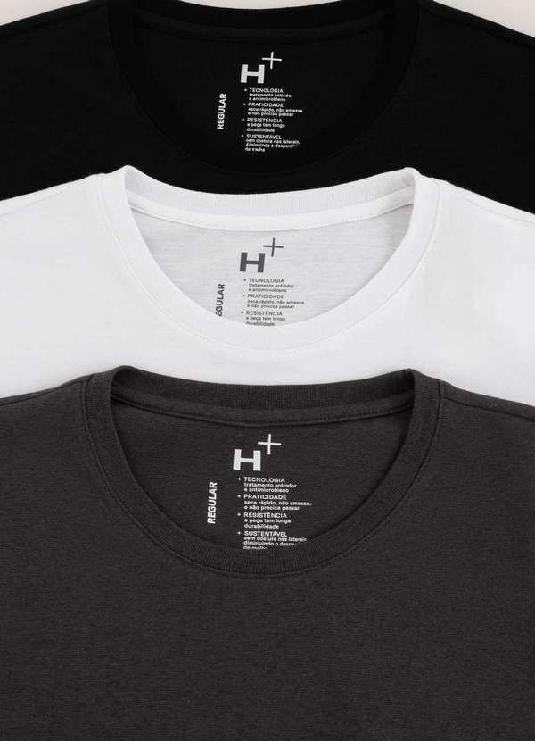 Hering - Kit 3 Camisetas Masculina Regular Manga Curta Preto 5