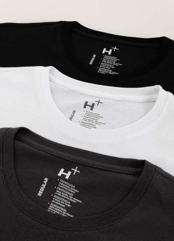 Hering - Kit 3 Camisetas Masculina Regular Manga Curta Preto 6