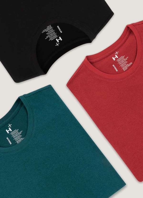 Hering - Kit 3 Camisetas Masculina Regular Manga Curta Multicores 4