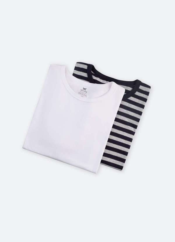 Hering - Kit de Camisetas Masculina com Gola Arredondada Preto