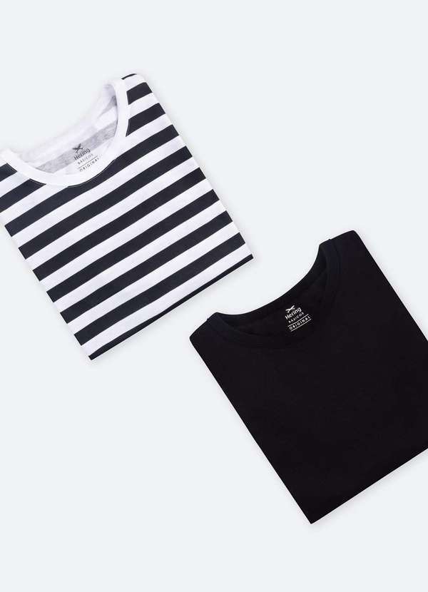Hering - Kit de Camisetas Masculina com Gola Arredondada Preto 3