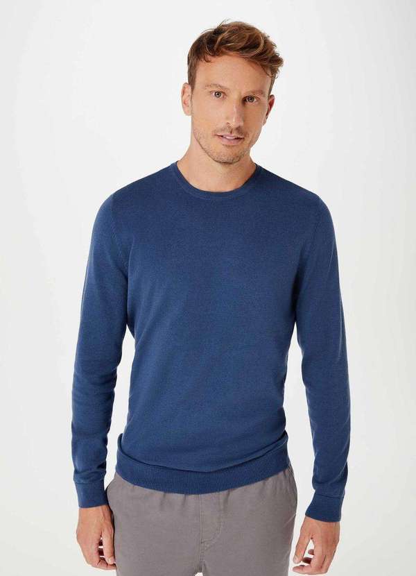 Hering - Blusao Basico Masculino em Trico de Algodao Azul