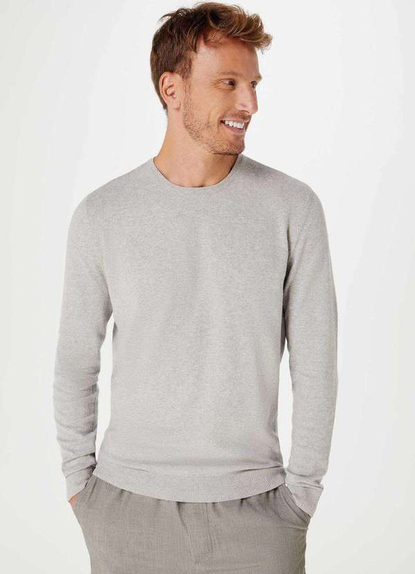 Hering - Blusao Basico Masculino em Trico de Algodao Cinza