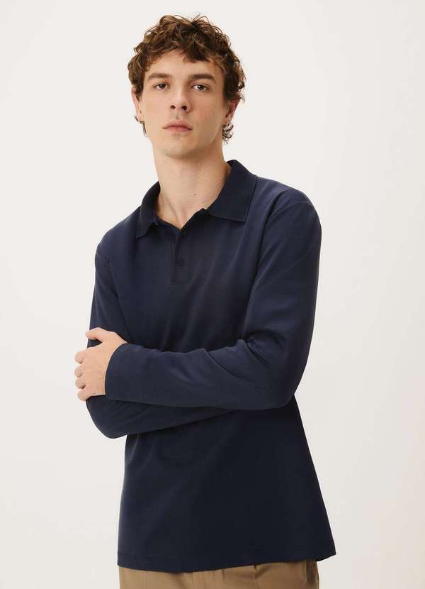 Hering - Blusao de Moletom Masculino Gola Polo Azul