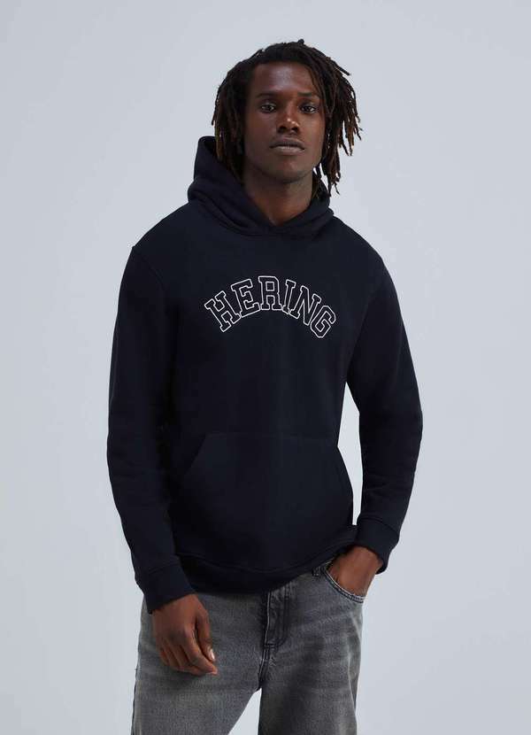 Hering - Blusao Masculino Comfort em Moletom Peluciado Preto