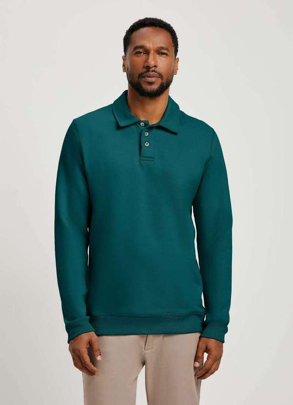 Hering - Blusao Masculino Gola Polo em Moletom Verde