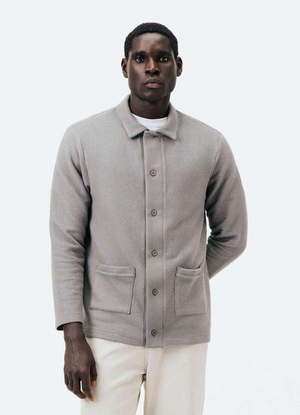 Hering - Cardigan Masculino Comfort em Interlock Cinza