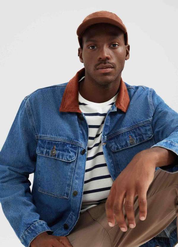 Hering - Jaqueta Jeans Trucker Masculina com Veludo Azul 2