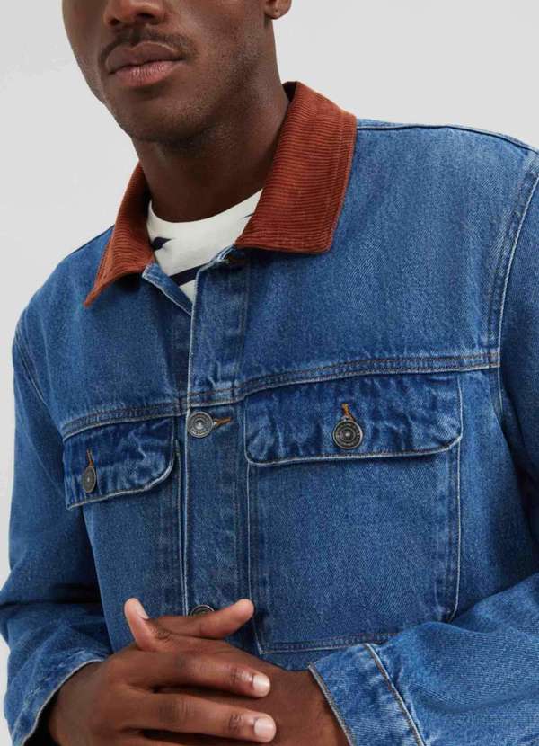 Hering - Jaqueta Jeans Trucker Masculina com Veludo Azul 4