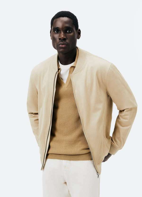 Hering - Jaqueta Masculina Bomber College Bege