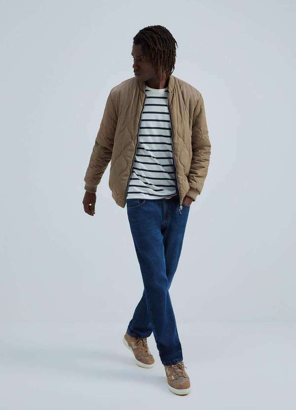 Hering - Jaqueta Masculina Bomber Dupla Face Matelasse Bege