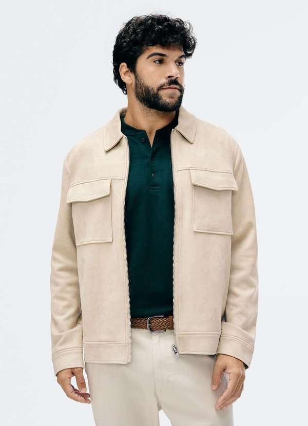 Hering - Jaqueta Masculina com Bolso Bege 5