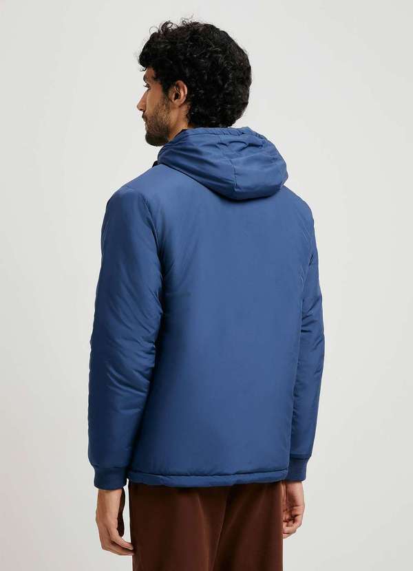 Hering - Jaqueta Masculina Corta Vento com Capuz e Bolso Azul 3
