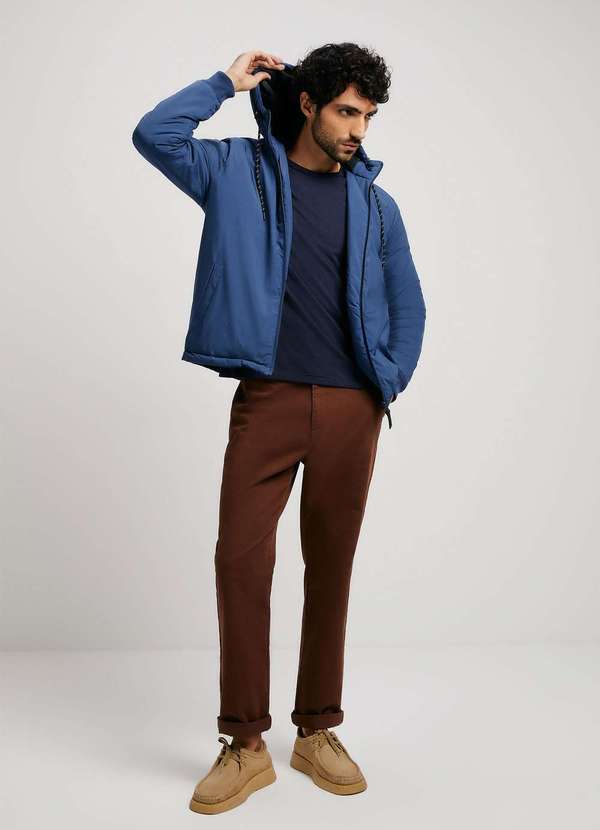 Hering - Jaqueta Masculina Corta Vento com Capuz e Bolso Azul 4