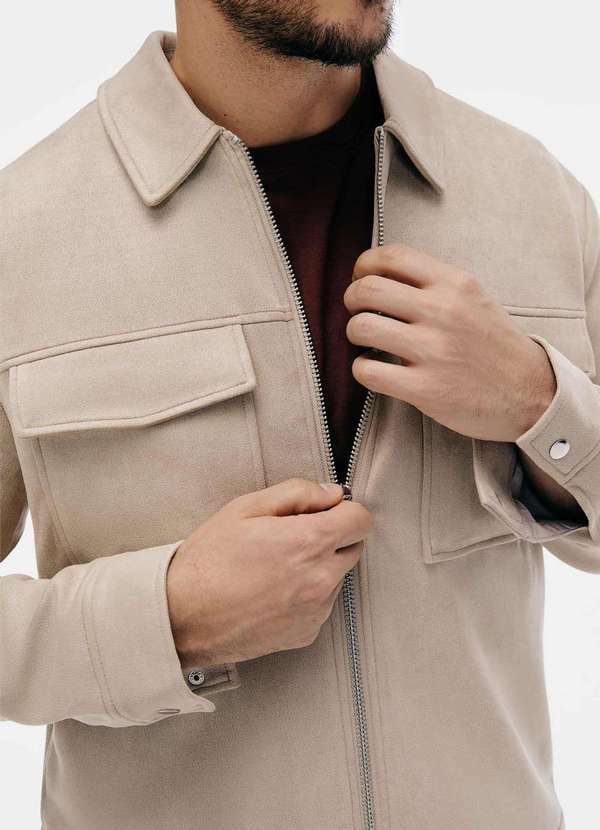 Hering - Jaqueta Masculina em Suede Leve Bege 3