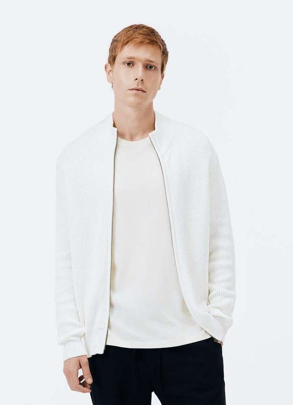 Hering - Jaqueta Masculina em Trico Branco