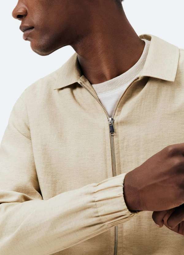 Hering - Jaqueta Masculina Harrington com Bolsos Frontais Bege 2