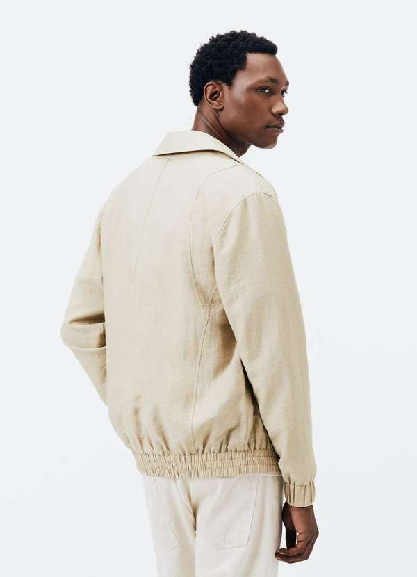 Hering - Jaqueta Masculina Harrington com Bolsos Frontais Bege 3