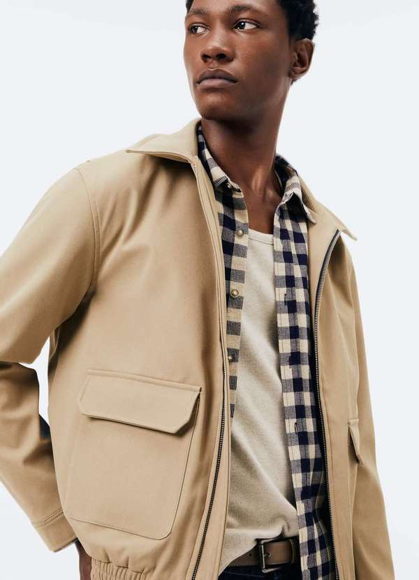 Hering - Jaqueta Masculina Harrington com Bolsos Marrom