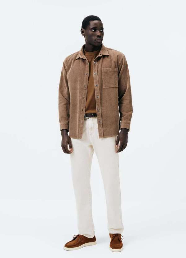 Hering - Jaqueta Masculina Overshirt em Veludo Cotele Marrom 4