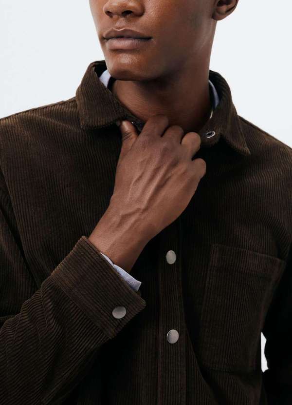 Hering Jaqueta Masculina Overshirt em Veludo Cotele Marrom