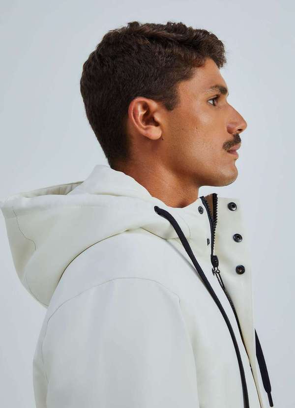 Hering - Jaqueta Parka Masculina com Capuz Branco 4