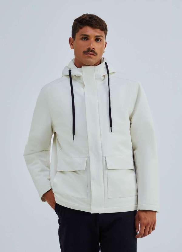 Hering - Jaqueta Parka Masculina com Capuz Branco 5