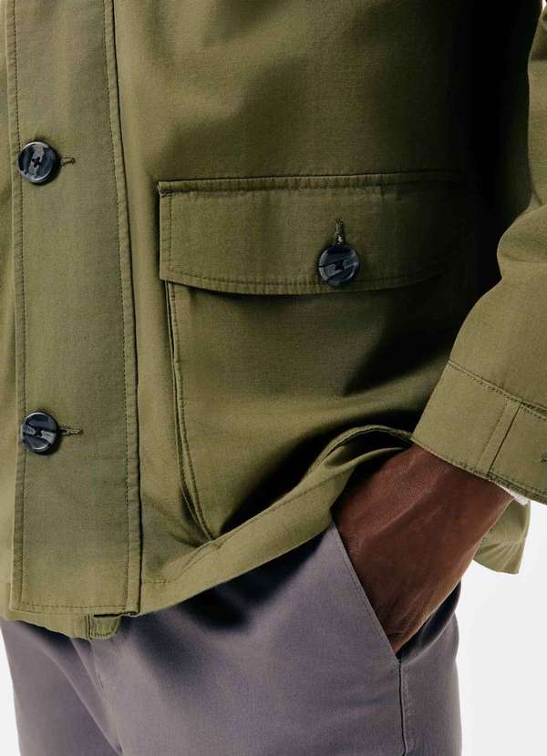 Hering - Parka Masculina Reta em Sarja Verde 2