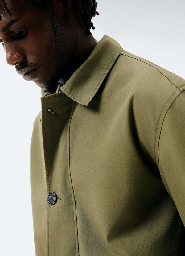 Hering - Parka Masculina Reta em Sarja Verde 4