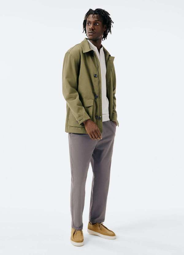 Hering - Parka Masculina Reta em Sarja Verde 5