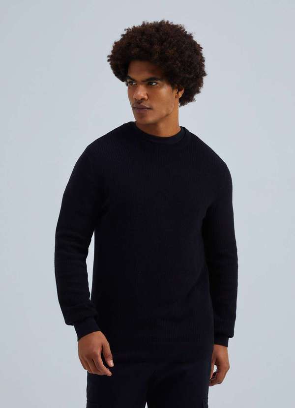 Hering - Sueter Masculino em Trico Texturizado Preto 4