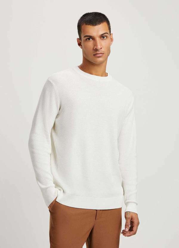 Hering - Sueter Masculino Regular em Trico Branco